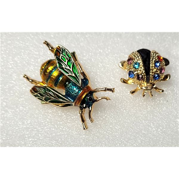 14)  LOT OF 2 "BUG" BROOCHES, INCLUDES