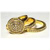 Image 2 : 32)  THREE PCE, GOLD TONE WEDDING SET WITH