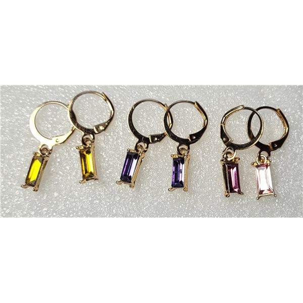 18)  LOT OF 3 PAIRS OF GOLD TONE AND