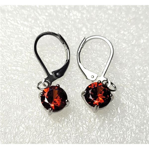 16)  SILVER TONE WITH GARNET RED CRYSTAL