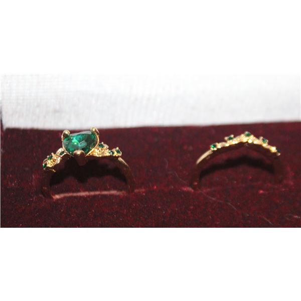 NEW HEART SHAPE GP 2PCS/SET RING SET SZ9