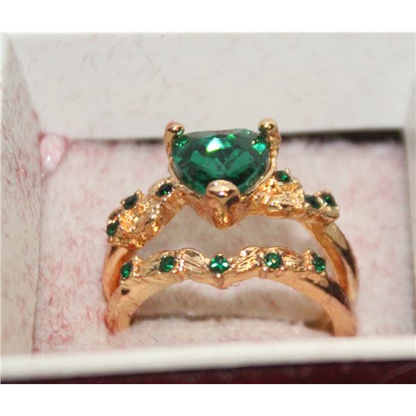 NEW HEART SHAPE GP 2PCS/SET RING SET SZ7