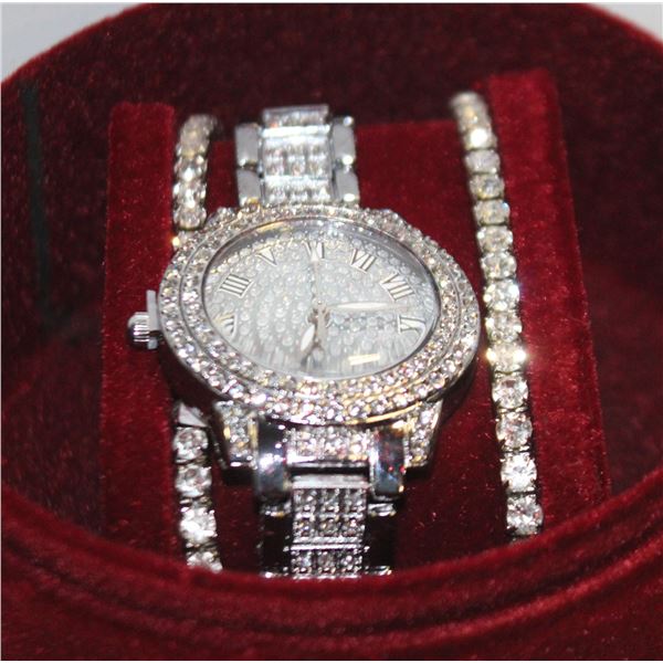 NEW 3PCS WOMEN'S WATCH AND BRACELETS