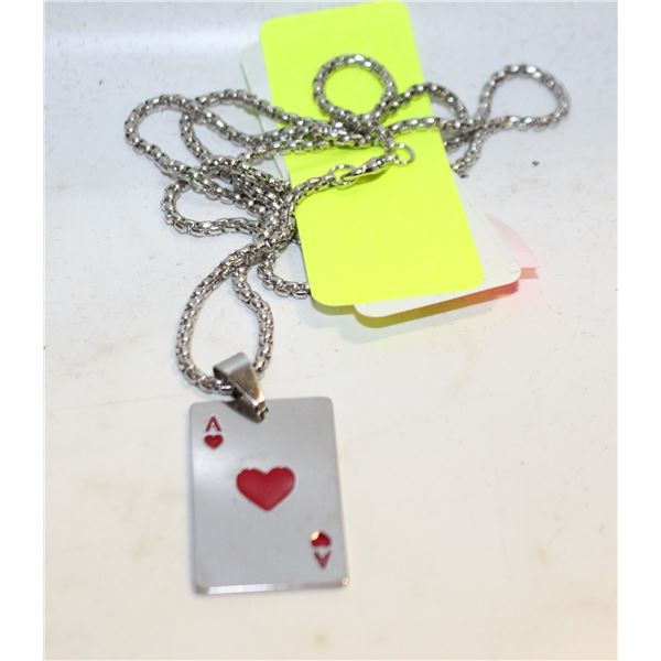 NEW  POKER PLAYING CARDS CRYSTAL NECKLACE
