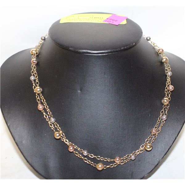 GOLD PLATED 925 SILVER BEAD NECKLACE-10.15 GRAMS