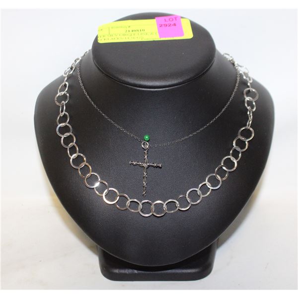 STER SILV CIRCLE LINK & CROSS NECKLACES-14.56 G'S