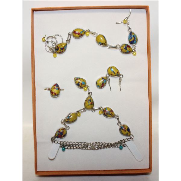 NECKLACE, EARRINGS, BRACELET&RING SET-16 GRAMS