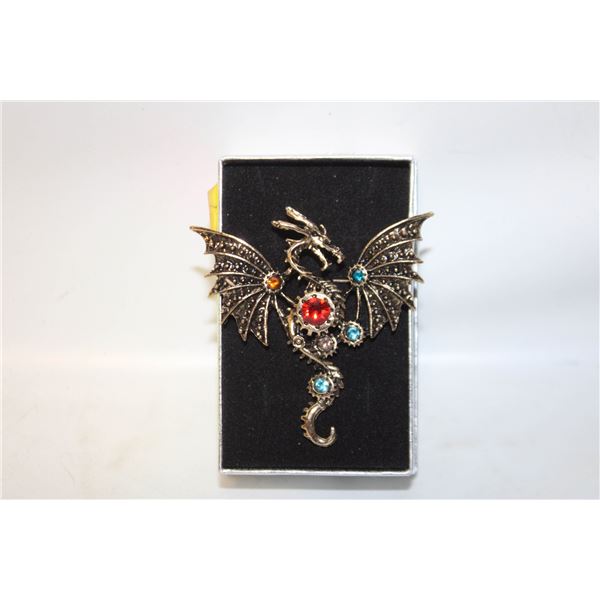 NEW GOTHIC DRAGON BROOCH, COLOURFUL