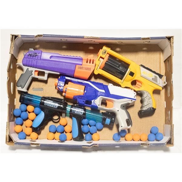 COLLECTION OF 4 NERF GUNS PLUS