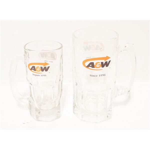 2 A&W GLASS MUGS