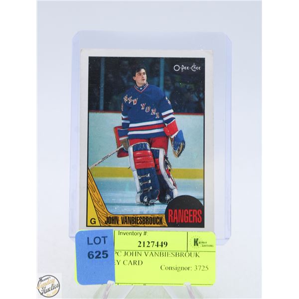 1987 OPC JOHN VANBIESBROUK HOCKEY CARD