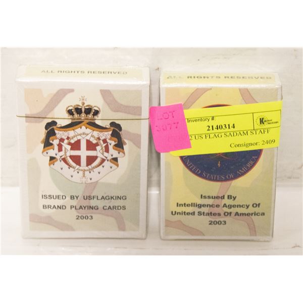 LOT OF 2 US FLAG SADAM STAFF MOST