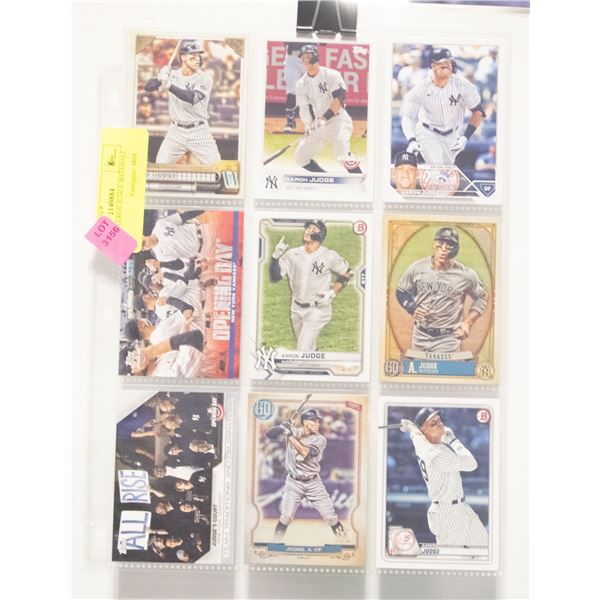LOT OF 9 AARON JUDGE BASEBALL CARDS