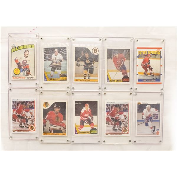 10 CLEAR CASED HOCKEY CARDS ASSORTED