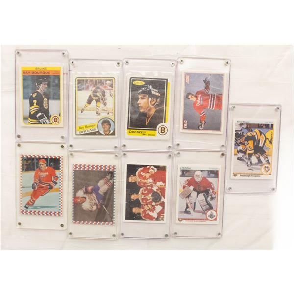 9 CLEAR CASED HOCKEY CARDS ASSORTED