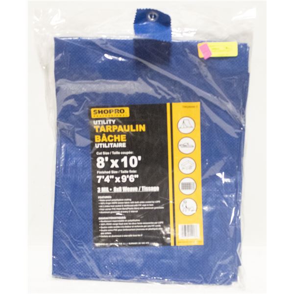 SHOPRO 8FT X 10FT UTILITY TARP - BLUE