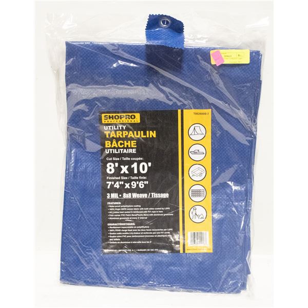 SHOPRO 8FT X 10FT UTILITY TARP - BLUE