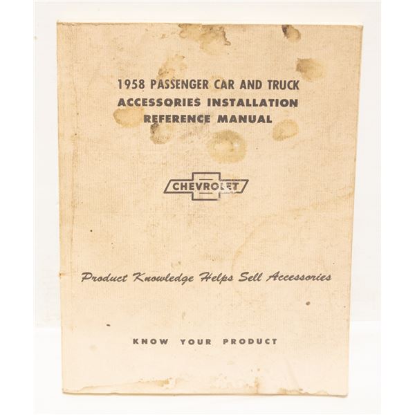 1958 CHEVROLET ACCESORY INSTALLATION MANUAL