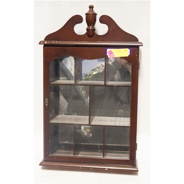 VINTAGE SOLID WOOD CURIO CABINET