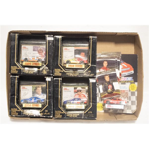 5 RACING CHAMPIONS CARS CARDS, 4 WITH