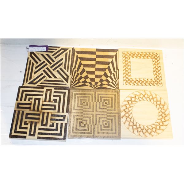 LOT OF 6 GEOMETRIC WOOD PANELS