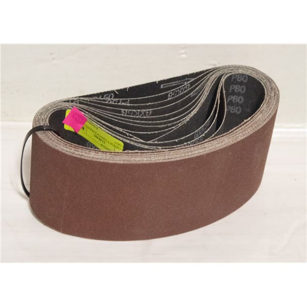 12 - 4INCH X 24INCH SANDING BELTS 80 GRIT