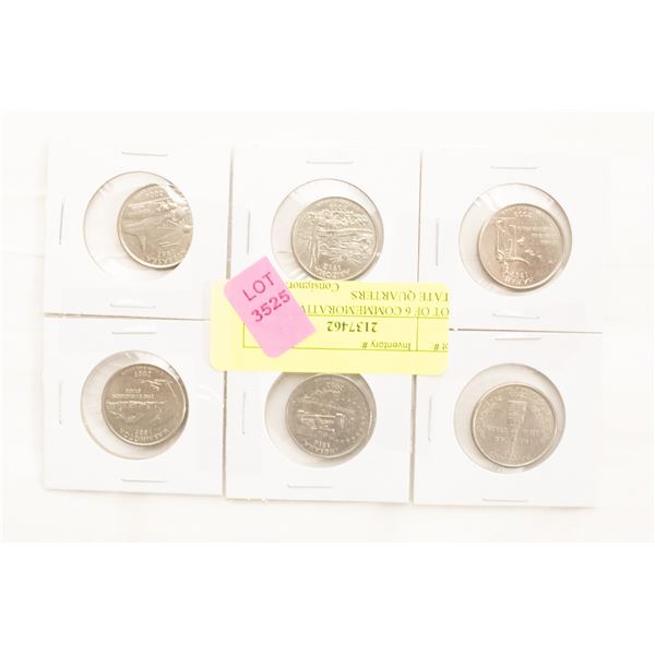 LOT OF 6 COMMEMORATIVE US STATE QUARTERS