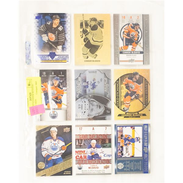 SHEET OF 9 CONNOR MCDAVID INSERT CARDS