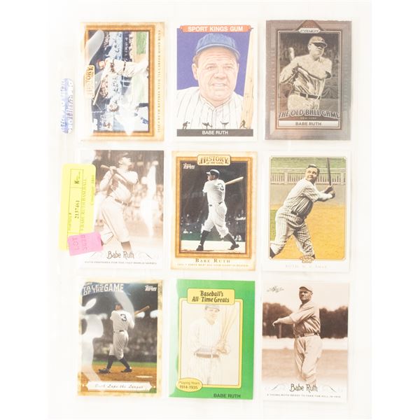 LOT OF 9 BABE RUTH BASEBALL CARDS