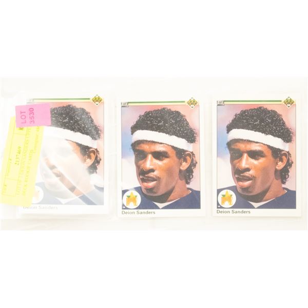 LOT OF 3 DEION SANDERS UPPER DECK ROOKIE CARDS