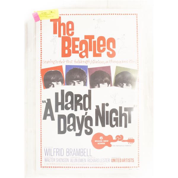 THE BEATLES "A HARD DAYS NIGHT" MOVIE POSTER