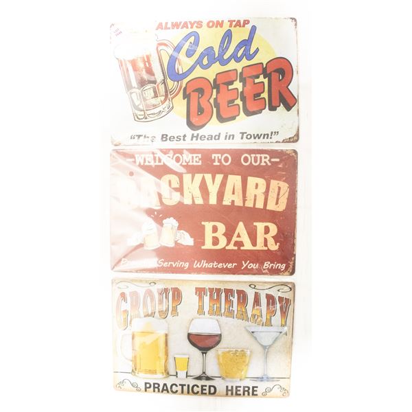 LOT OF 3 TIN BAR SIGNS