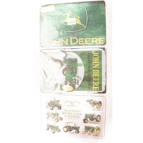 LOT OF 3 NEW JOHN DEERE TIN SIGNS