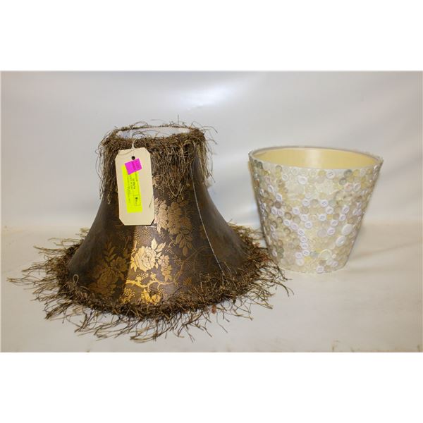 2 LAMPSHADES PEARL BUTTONS/TASSELS/BEADS