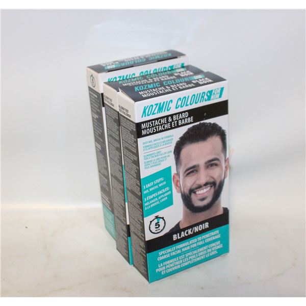 3 NEW BLACK MUSTACHE & BEARD COLOR