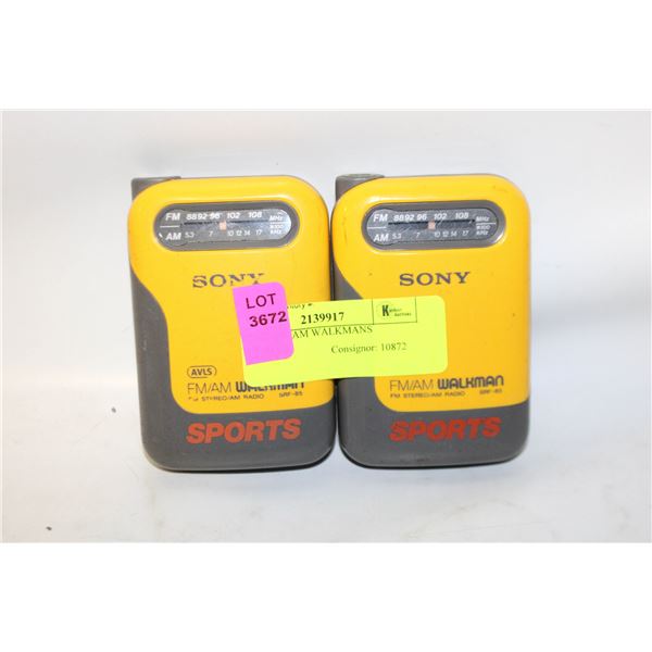 2 SONY FM/AM WALKMANS UNTESTED