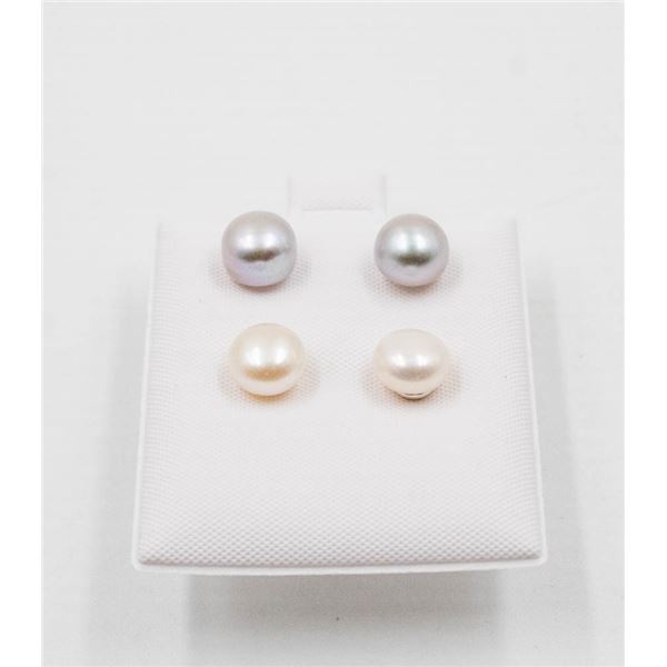 #186-NATURAL AKOYA PEARL STUD EARRINGS 2 PAIRS