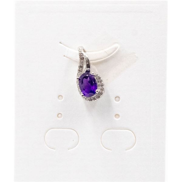 #84-NATURAL AMETHYST & CZ  PENDANT