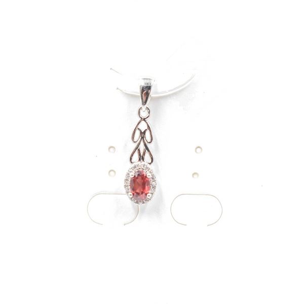 #121-NATURAL GARNET & CZ PENDANT