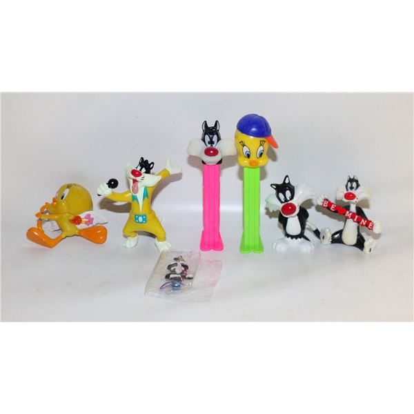 SYLVESTER AND TWEETY BIRD PEZ AND FIGURE LOT