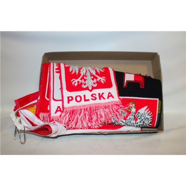 LARGE POLISH FLAG PLUS3 POLISH SCARFS