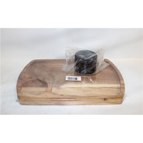 WOODEN ROLLING TRAY WITH 5 PIECE GRINDER