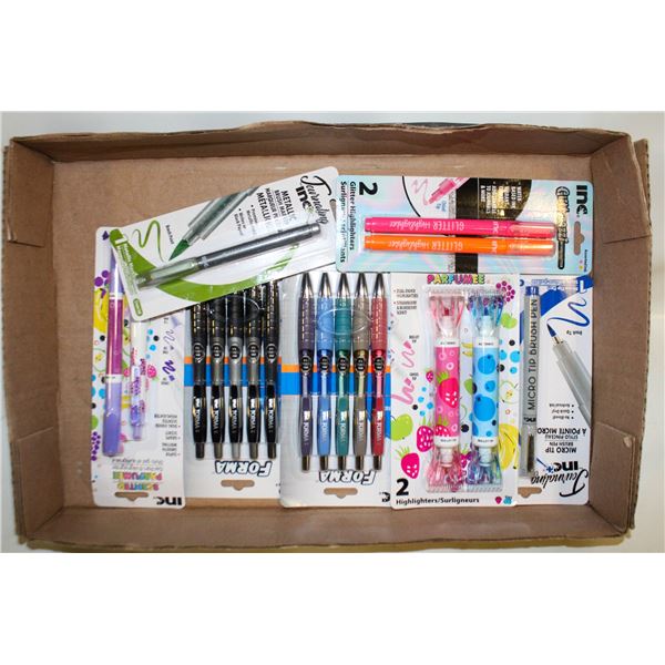 NEW PENS BLACK (10) + SCENTED MARKERS &