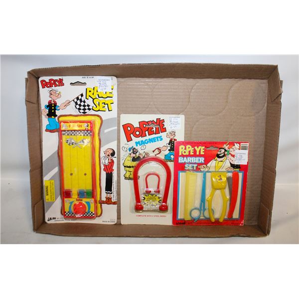 VINTAGE POPEYE RACE SET BARBER SET &
