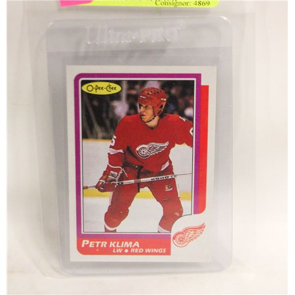 PETR KLIMA 1986-87 OPC ROOKIE CARD WITH BLANK BACK
