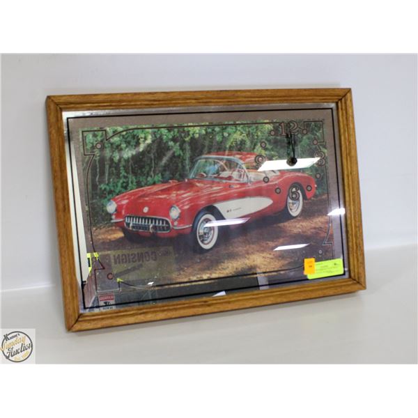CORVETTE MIRROR CLOCK WALL DECOR TESTED WORKING