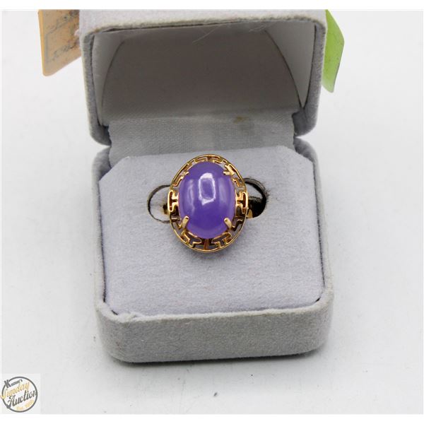 14K PURPLE JADE RING SIZE 7.25