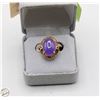 Image 1 : 14K PURPLE JADE RING SIZE 7.25