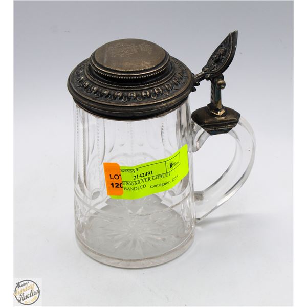 ANTIQUE 800 SILVER GOBLET LIDDED HANDLED