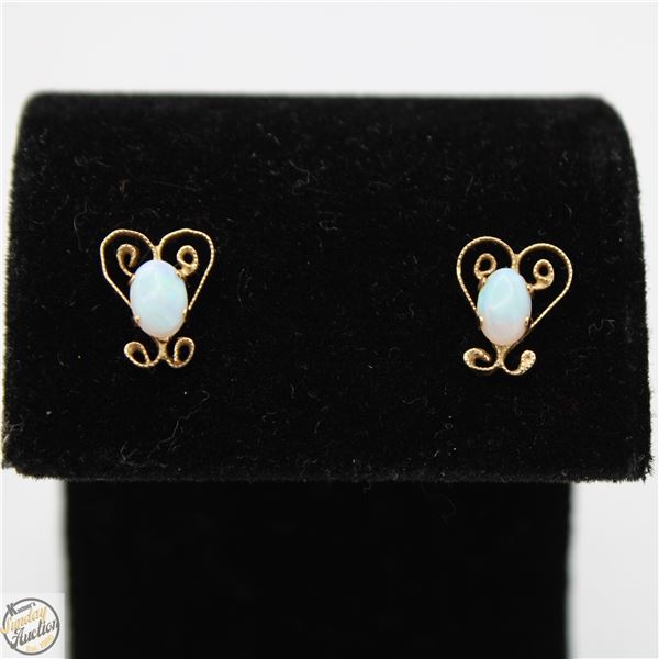 SET OF 14K YELLOW GOLD OPAL EARRINGS